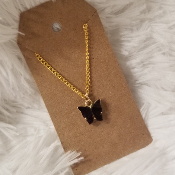 Black Butterfly Necklace 18 Inches - Picture 3 of 16